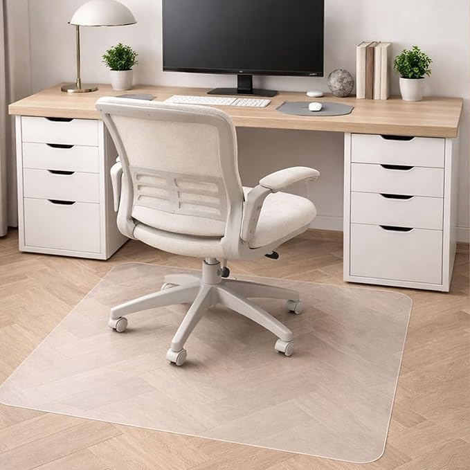 Marvelux Office Chair Mat for Hardwood Floors 30" x 48" Clear PVC Hard Floor Protector Mat for Under Desks, Rectangular Vinyl Floor Mat for Computer Desks and Gaming Chairs, Shipped Flat