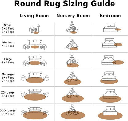 OLANLY Khaki Round Rugs for Bedroom - Machine Washable, 6 ft Circle Area Rugs for Living Room, Soft and Fluffy Shaggy Carpet for Teen Girl and Boys, Nursery Rooms, Dorms, Home Decor Aesthetic