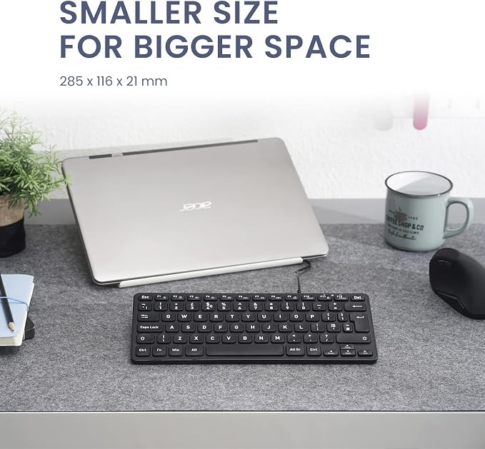 Perixx PERIBOARD-432 Wired Mini USB Keyboard - X Type Scissor Keys - Big Print Keys - US English, Black