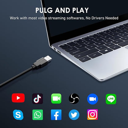 1080P Webcam with Built-in Microphone, W2N Web Cam, Privacy Cover, 75° FOV, Noise Cancellation, Plug & Play Web Camera for Computer, USB Webcam for Pc, Laptop, Desktop, Mac