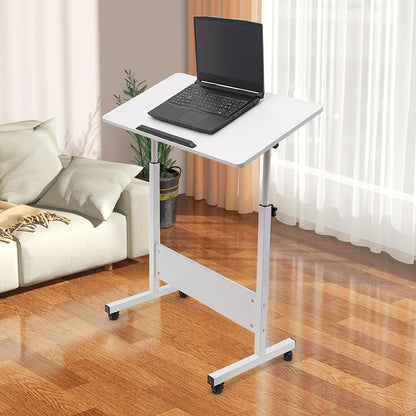 Small Mobile Standing Desk, 31" L×16" W Mobile Office Table, Rolling Laptop Table with 180° Flip, 32-47in Adjustable Height Desk for Small Spaces Home Offices