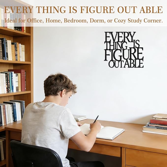 Wall Art for Living Room Home Office Decor Inspirational Gifts for Women | Motivational Metal Wall Art Office Wall Decor for Bedroom Everything Is Figureoutable Encouragement Gifts for Coworkers Men