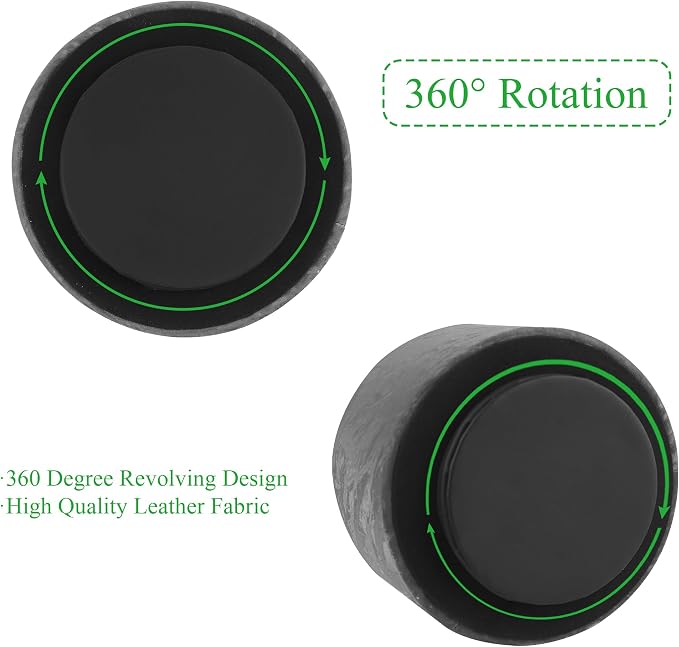 Round Leather Art Supply Organizer,Remote Control Holder,360 Degree Spinning,Multi-Functional Pencil Holder,4 Compartments Desktop Stationary Organizer(1-Hill Black)