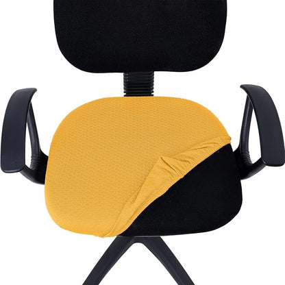 Smiry Stretch Jacquard Office Computer Chair Seat Covers, Removable Washable Anti-dust Desk Chair Seat Cushion Protectors - Mustard Yellow