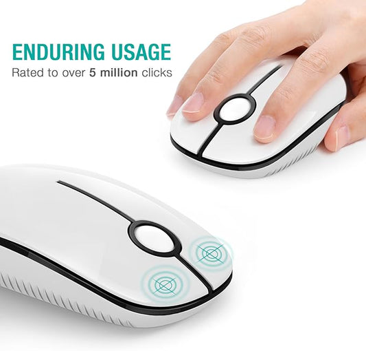 VssoPlor Wireless Mouse, 2.4G Slim Portable Computer Mice with Nano Receiver for Notebook, PC, Laptop, Computer-Black and White