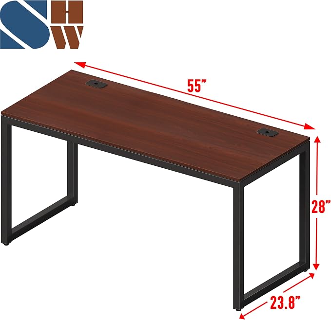 SHW 55-Inch Commercial-Grade Office Computer Desk, Cherry