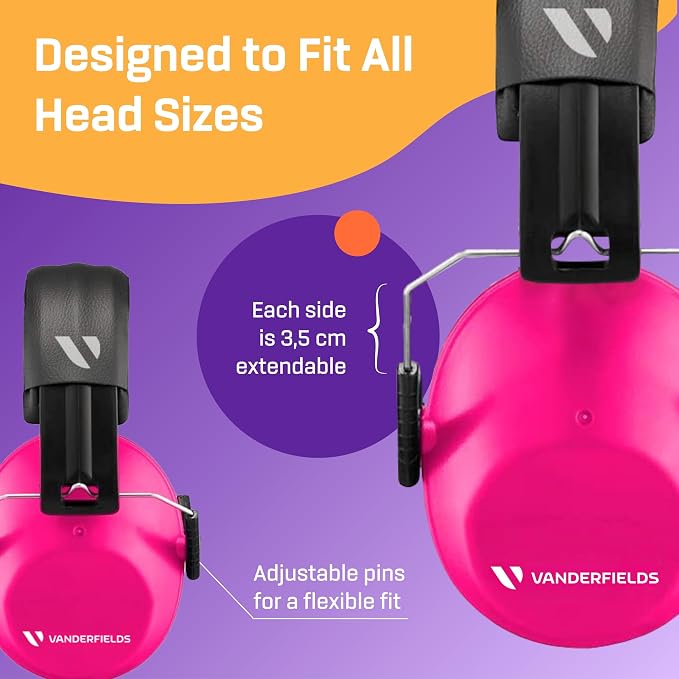 Vanderfields - Hearing Protection Ear Muffs - Over 31 dB (2K Hz) Broad Noise Cancelling Sound Reduction - Adults & Teens
