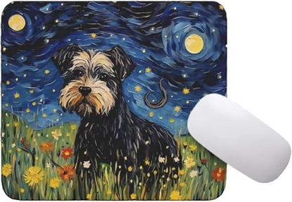 Starry Night Dog Mouse Pad for Home Office Gaming Working Desk Computer Desktop Accessories Non-Slip Rubber Mouse Pad for Dog Lovers (Miniature Schnauzer)