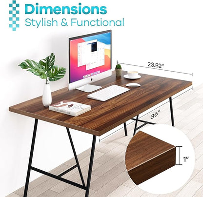 Kaboon 36x24 inches Tabletop, Solid One-Piece Desktop for Sit Stand Desk, Double Desks, L Desk DIY,Wood Countertop Home or Commercial Use,1 inch Thick, Dark Walnut