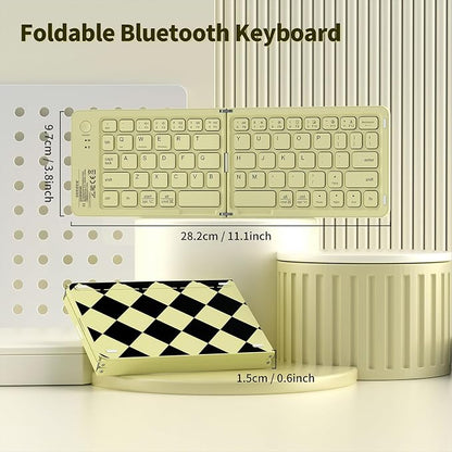 Foldable Bluetooth Keyboard with UV Printing Technology Rechargeable Keyboards,Compact Wireless Travel Keyboards for iPad, Smartphone, Tablet and Laptop - Z1 Coffee