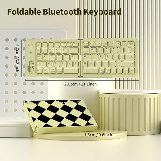 Foldable Bluetooth Keyboard with UV Printing Technology Rechargeable Keyboards,Compact Wireless Travel Keyboards for iPad, Smartphone, Tablet and Laptop - Z1 Coffee