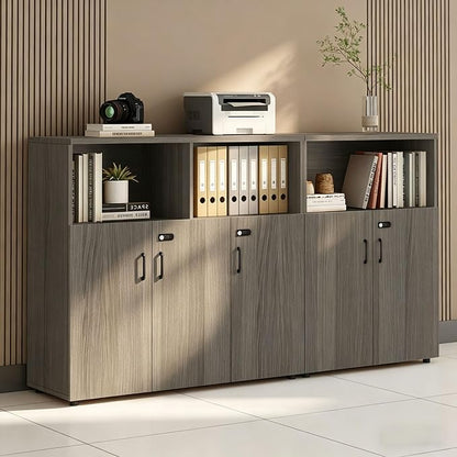 File Cabinet with Password Lock, Wood Lateral Filing Cabinet for Letter/A4 Files, 3 Drawer with Door, Printer Stand with Open Shelves for Home Office