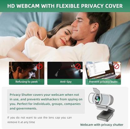 XPCAM 1080P Webcam with Microphone,USB Camera for PC Computer Laptop Mac | Plug and Play USB Webcam with Tripod/Cover, Auto Light Correction, 110° FOV, Web camera for Zoom/Teams/Skype/Twitch Streaming