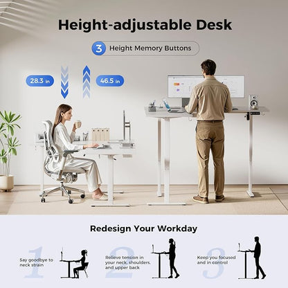 Agilestic Electric L Shaped Standing Desk 75 x 61 Inch with Power Outlet, Height Adjustable Corner Stand up Desk with Cable Management,Sit Stand Home Office Workstation with Splice Board, White