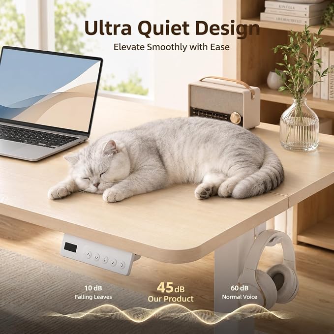 Claiks Electric Standing Desk 35 x 20 Inches, Compact Adjustable Height Motorized Sit Stand Desk with 3 Memory Presets & Cable Management, Space-Saving Computer Workstation for Bedroom, Nature