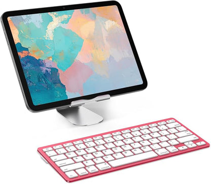 OMOTON Ultra-Slim Bluetooth Keyboard for iPad 11th/10th/9th/8th/7th, iPad Pro/Air/Mini and iPhone Series, Wireless iOS Keyboard with 12 Multimedia Keys for Office, Home, Travel, School,Red