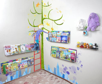 NIUBEE 36-Inch Acrylic Floating Bookshelves for Kids, 2-Pack, Extra-Large Wall Shelves for Expanding Book Collections and Family Spaces