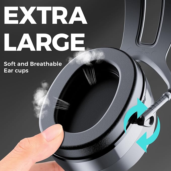 ProCase Extra Large SNR 37dB Noise Cancelling Headphones NRR 30dB Ear Muffs | Hearing Protection for Adults Noise Reduction, Wide Size Adjustment and Comfortable