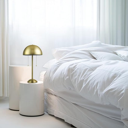 Globe Electric 12976 Haydel 21" 2-Light Table Lamp, Matte Brass, Double On/Off Pull Chain
