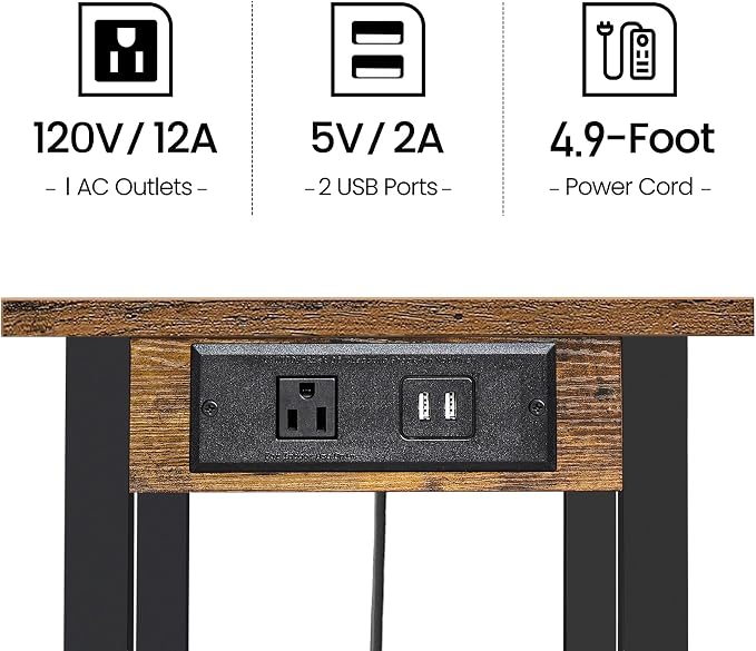 TUTOTAK 2 Tier Printer Stand, Rolling Printer Cart with Power Outlets and USB Ports, Mobile Printer Table with Wheels, for Under Desk, Office, Home,Brown PS01BB001P