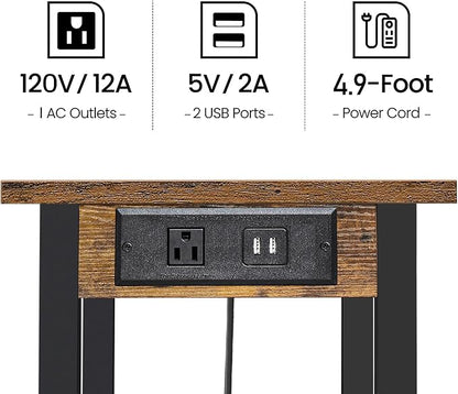 TUTOTAK 2 Tier Printer Stand, Rolling Printer Cart with Power Outlets and USB Ports, Mobile Printer Table with Wheels, for Under Desk, Office, Home,Brown PS01BB001P