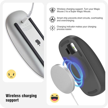TATOFY Mouse Charger Compatible with Magic Mouse 2 (Lighting) Grip with Wireless Charging Support, Ergonomic Base (Black)
