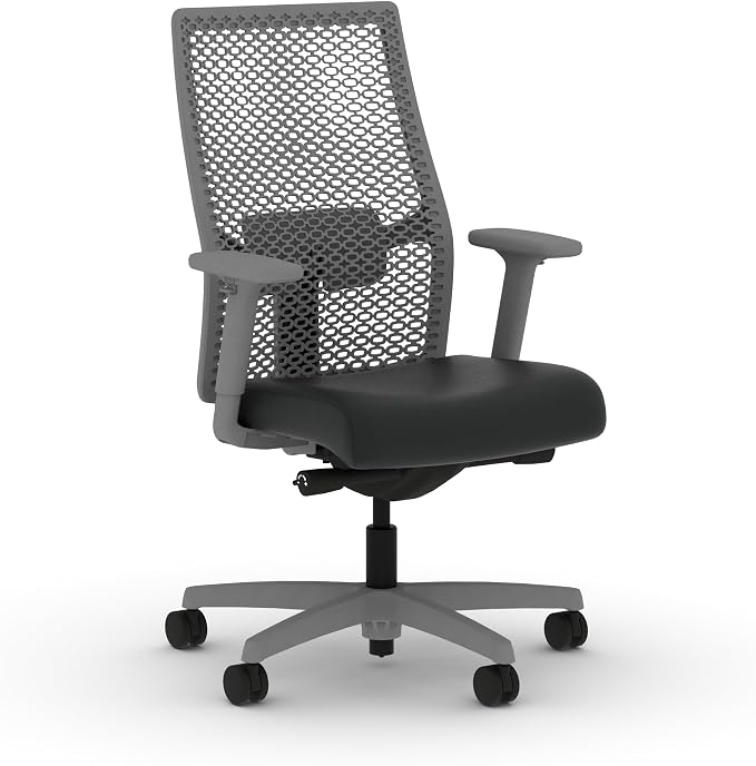 HON Ignition 2.0 ReActiv Ergonomic Office Chair, Mesh Desk Chair with Lumbar Support, Advanced Synchro‑Tilt, Height and Width Adjustable Arms, Swivel Wheels, Titanium Frame, Black