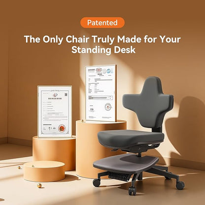 Newtral Standing Desk Chair, Standing Mate Chair for Sit-Stand, Ergonomic Leaning Perch Chair with Anti-Fatigue Mat, Standing Stool, Saddle Chair, Height Adjustable Home Office Posture Seat-MT-M-DG
