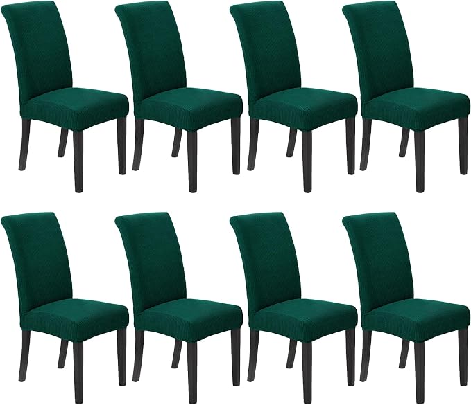 Stretch Chair Covers for Dining Room Set of 8, Removable Washable Dining Room Chair Covers, Dining Chair Slipcovers Seat Protector, Great Decor for Home and Banquet (Hunter, 8 Pack)