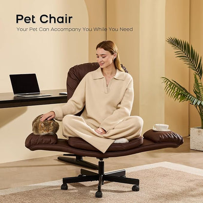 amseatec Criss Cross Office Chair with Armrests & Wheels, Recline 90/135 Lock, 400LBS Big and Tall Executive Office Chair, PU Leather Computer Desk Chair for Home & ADHD（Brown）