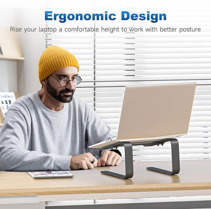suptek Aluminum Laptop Stand,Ergonomic Detachable Computer Laptop Stand for Desk, Metal Computer Riser, Notebook Riser Heavy Stable PC Holder for 10-16" Laptops Notebook Computer, Black