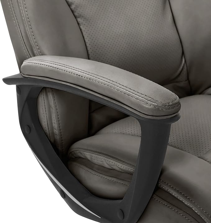 Serta Connor Executive Office Chair, Ergonomic Computer Chair with Layered Body Pillows, Contoured Lumbar, Adjustable Seat Height, Bonded Leather, Gray