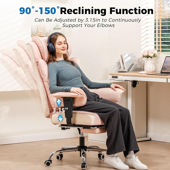 GTPLAYER Big and Tall Office Chair, Wide Ergonomic Gaming Chair with Deluxe Embossing Designed Leather with Foot Rest,150°Reclining Adjustable Soft Armrests Pocket Spring Back Support and Pillow