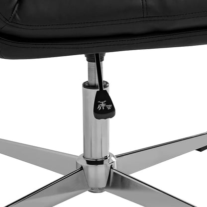 Flash Furniture Chloe Commercial Mid-Back Swivel Office Chair, Padded LeatherSoft, Adjustable Height, Ergonomic Mid-Rise Back, Armless, Stationary, Black/Chrome