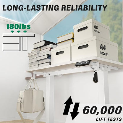 Kingant Standing Desk Height Adjustable Small Electric Stand Up Desks [40 x 24 Inch] - Ergonomic Sit Stand Desk Rising Desks for Home Office Computer Desk Workstation with Cable Management