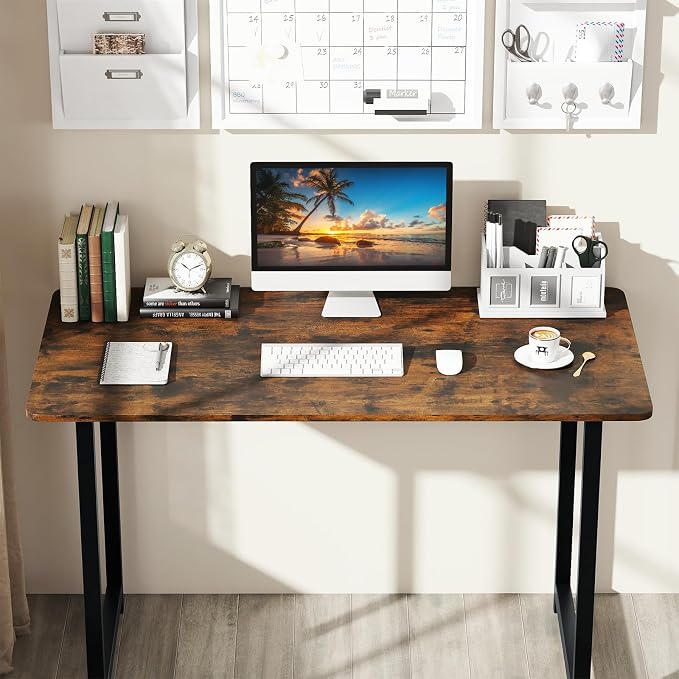 Giantex Universal Wood Table Top, 48 x 24 inch One-Piece Desktop & Sit to Stand Height Adjustable Home Office Desk Frame, Rectangular Workbench Top Board, Countertop DIY, Coffee Bar Tabletop, Brown