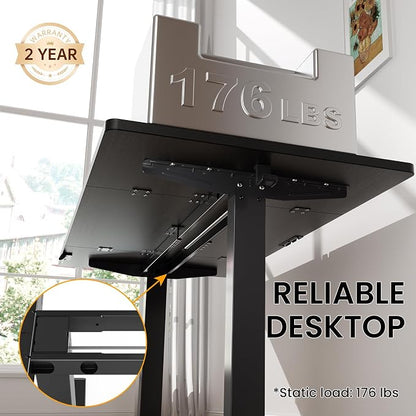 Veken 63" x 28" Super Large Standing Desk, Height Adjustable Electric Computer Desk, Sit to Stand Up, Modern Workstation for Home Office, Walking Pad, Writing, Gaming Bedroom Study, Black