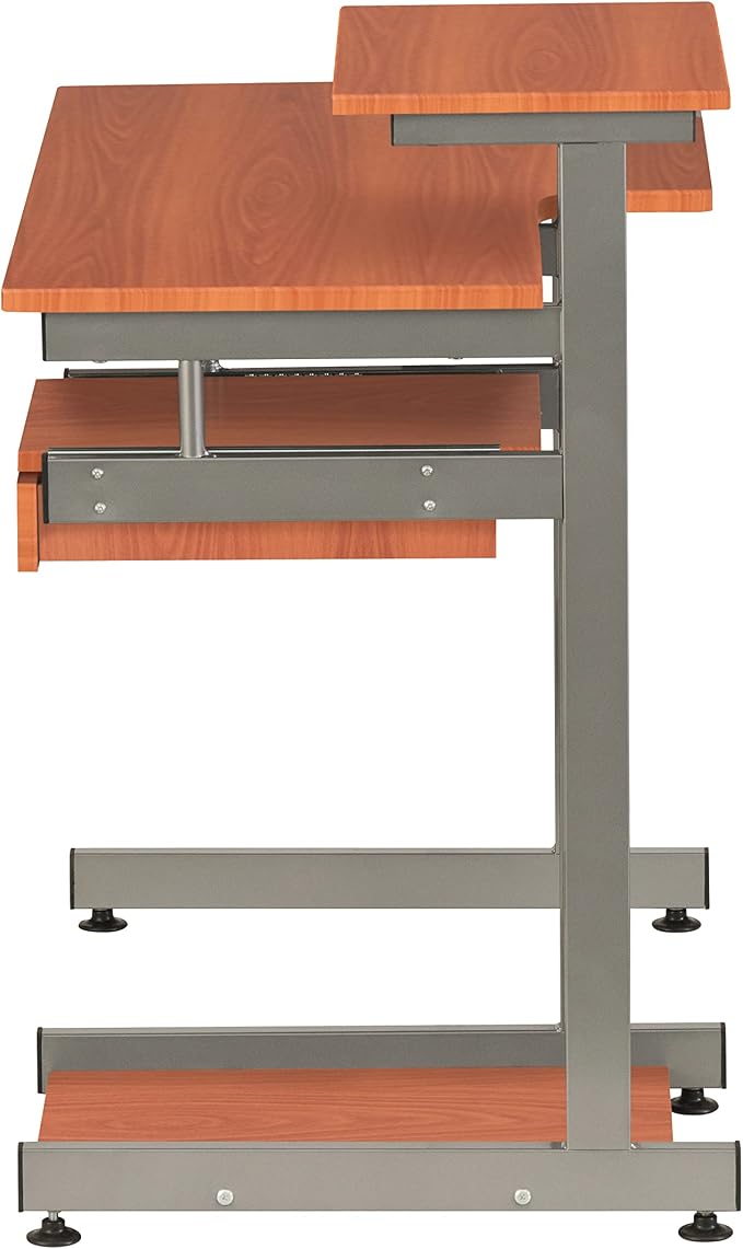 Techni Mobili 38" W Desk with Printer Shelf, Keyboard Tray and Drawer, Compact Workstation with Storage, Woodgrain