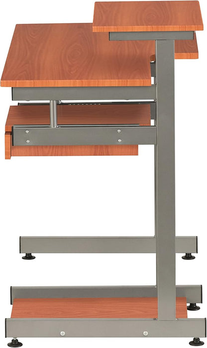Techni Mobili 38" W Desk with Printer Shelf, Keyboard Tray and Drawer, Compact Workstation with Storage, Woodgrain