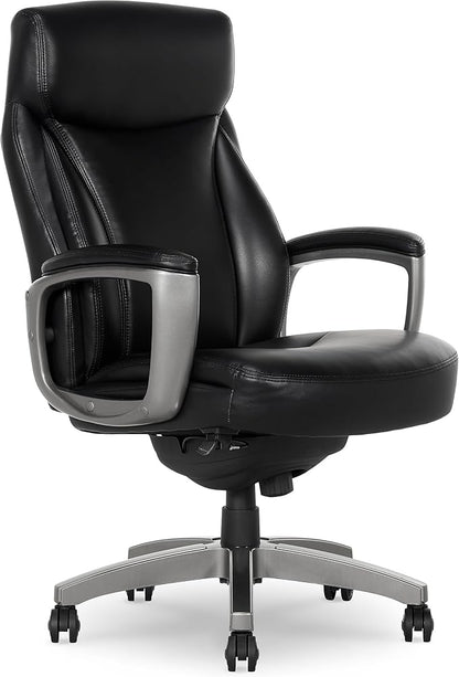 La-Z-Boy Arcadian Ergonomic Executive Chair, Bonded Leather, Black, 29.5D x 28W x 43.25-46.25H inches, 275 lbs Weight Capacity