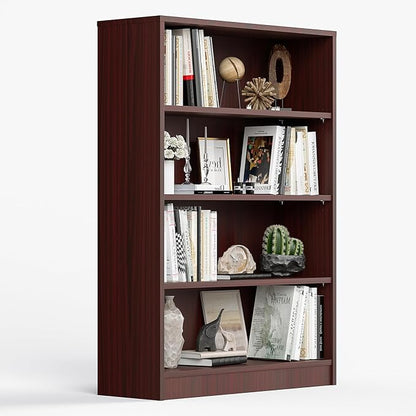Farini 48 Inch Tall Bookcase,4 Shelf Bookshelves,Adjustable Bookshelf for Home Office,Mahogany