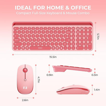 seenda Bluetooth Keyboard and Mouse for iPad, CTU-301 Wireless Multi-Device Connection Bluetooth+2.4G Keyboard Mouse Combo with Tablet Holder for iPad/MacBook/Windows, iOS/Android/Phone, Coral Pink
