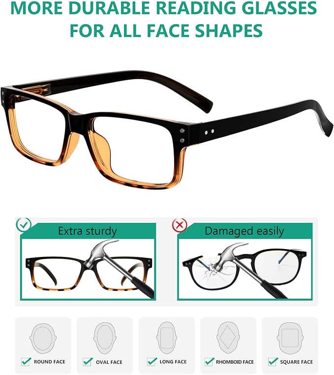 Eyekepper Vintage Reading Glasses for Men - 5 Pack Spring Hinges Classic Readers - Black-Tortoise Frame +1.50