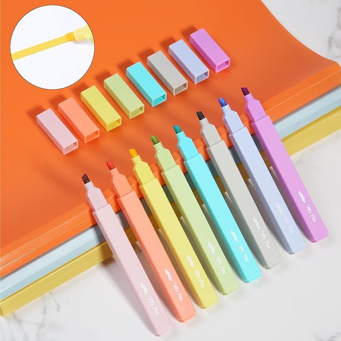 Mr. Pen- Aesthetic Highlighters No Bleed, 8 Pack, Retro Colors, Chisel Tip | Cute Highlighters Assorted Colors for Journaling, Highlighting, Underlining, Fast Dry, Back to School Supplies