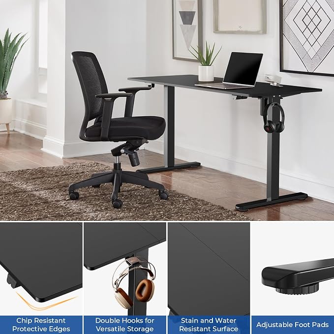 Our Modern Space Height Adjustable 48" Electric Standing Desk - Upgraded Ultra Durable Home Office Large Rectangular Computer or Laptop Sit Stand Workstation - 48 x 24 Inch