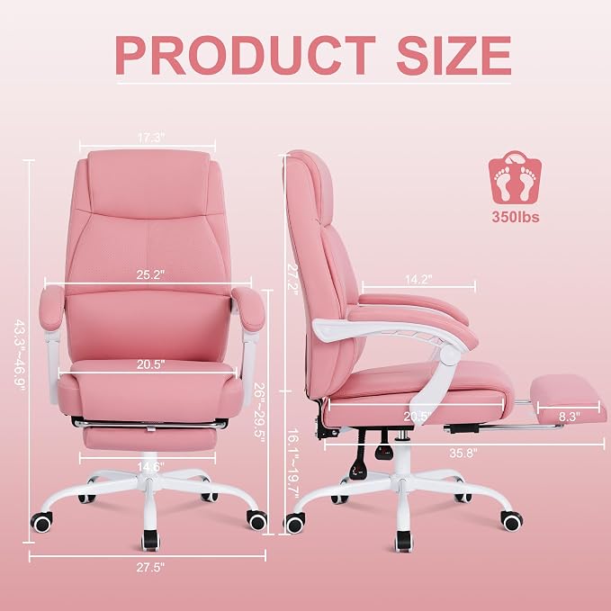 Misolant Big and Tall Office Chair with Footrest, High Back Desk Chair with Linkage Armrest, 90-155° Recline Executive Computer Chairs with Adjustable Height for Home