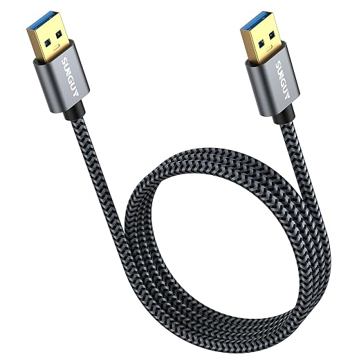 SUNGUY USB 3.0 Cable, 3.3FT USB Type A Male to Type A Male, Transfer Rate Up to 5Gbps Cable Compatible with Printers, Modems, Hard Drives, Cameras, HDD, DVD, Laptops, etc.