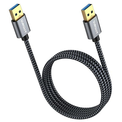 SUNGUY USB 3.0 Cable, 3.3FT USB Type A Male to Type A Male, Transfer Rate Up to 5Gbps Cable Compatible with Printers, Modems, Hard Drives, Cameras, HDD, DVD, Laptops, etc.