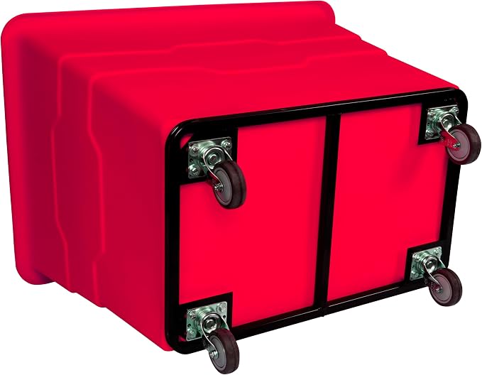 ReadySpace Commercial 16 Bushel Utility Cart with Steel Base, Poly Box Basket Truck, Laundry Cart, and Rolling Trash Bin, 47-Inch x 34.75-Inch x 35.5-Inch, 1000 Pound Weight Capacity, Red