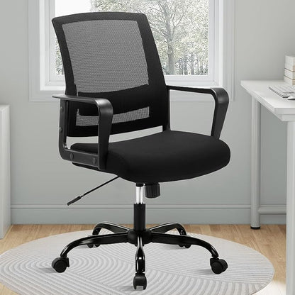 CLATINA Ergonomic Rolling Mesh Desk Chair with Executive Lumbar Support and Adjustable Swivel Design for Home Office Computer Black 10 Pack